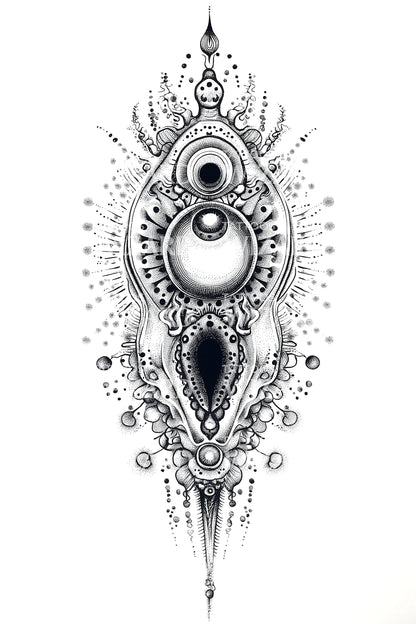 Ornate Microbe Talisman Tattoo Design