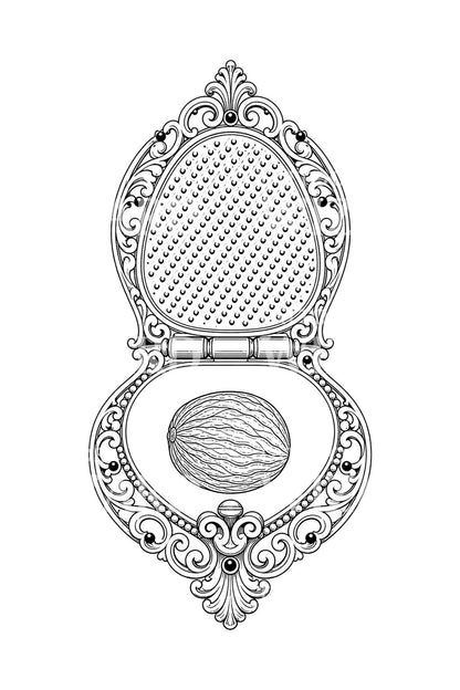 Verziertes Tattoo-Design einer Muskatreibe