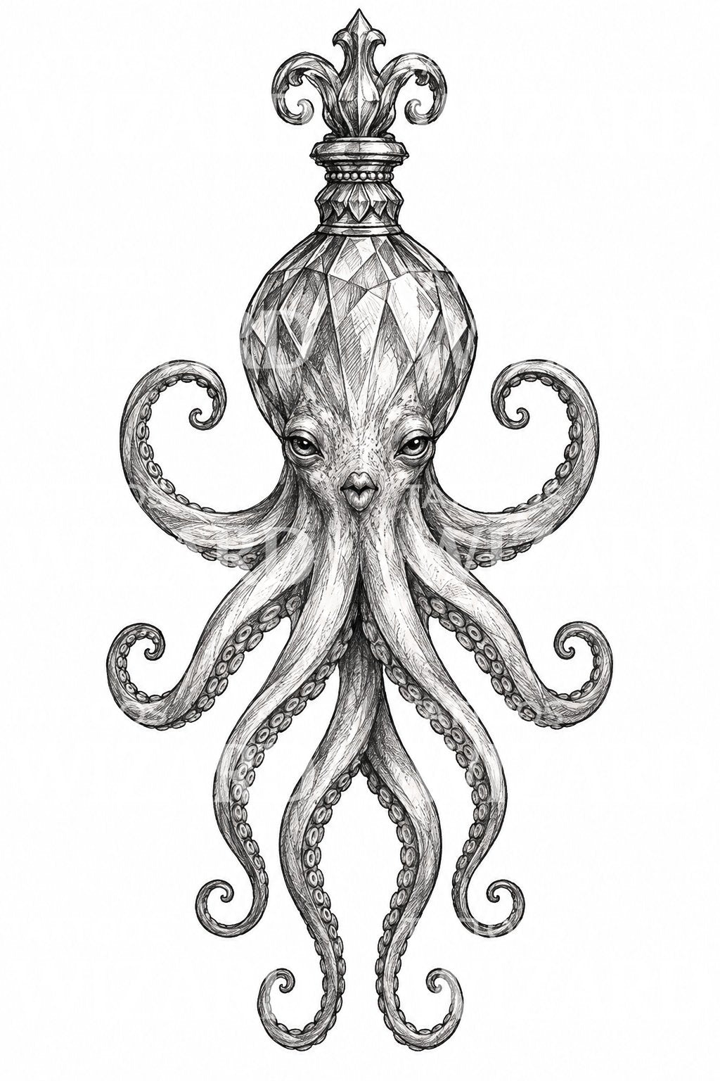 Ilustrasi Tato Gurita Ornamental