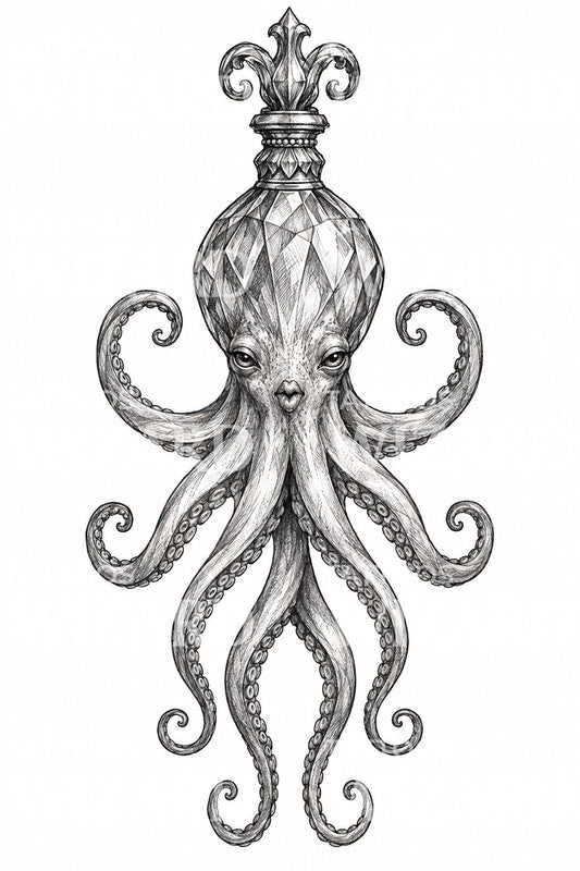Ornamentale Oktopus-Tattoo-Illustration