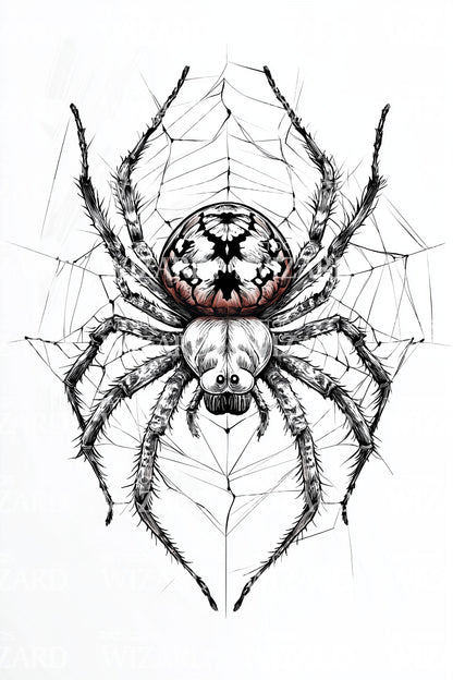 Ornate Orb Weaver Tattoo Design