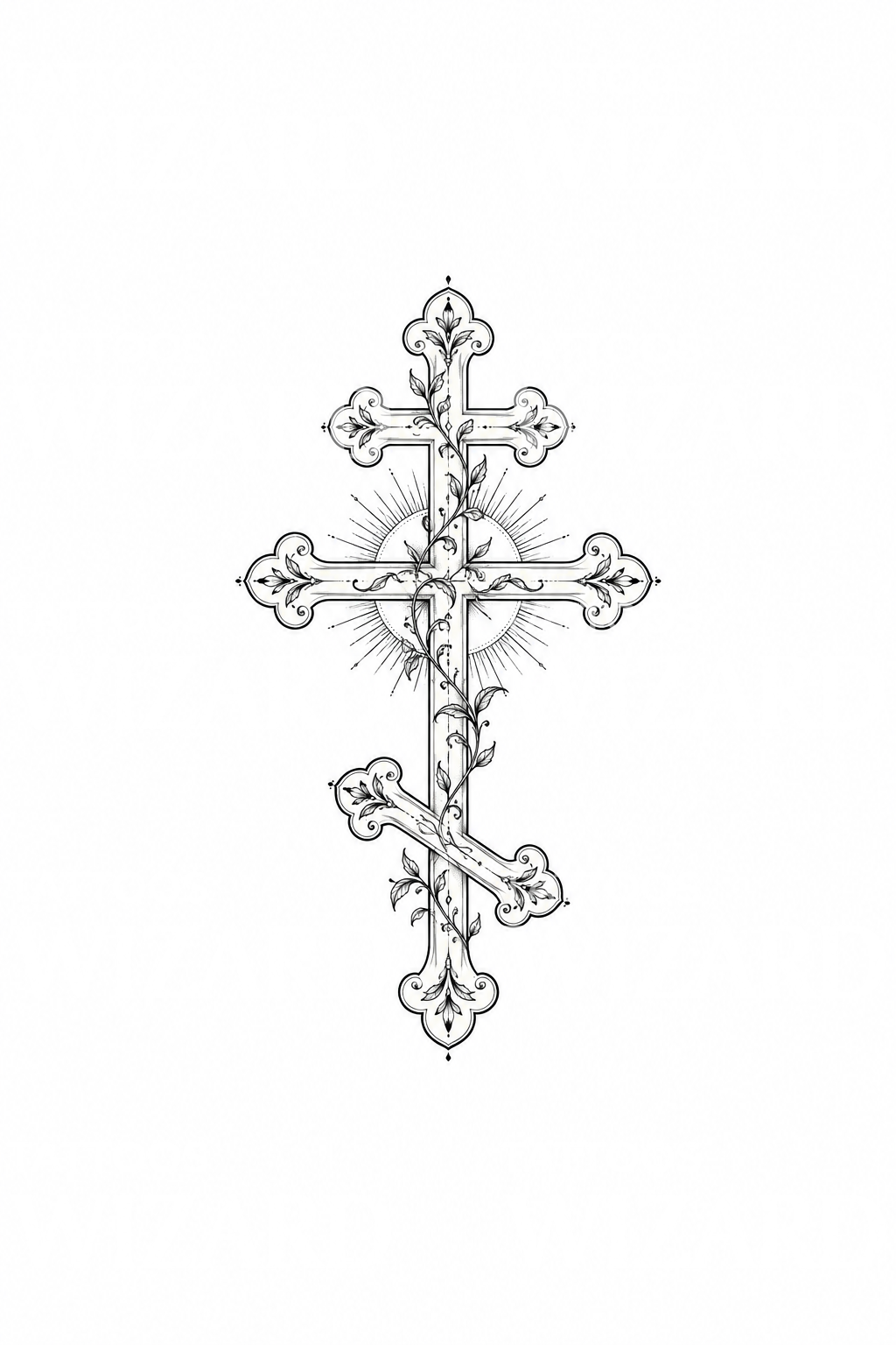 Ornate Orthodox Cross Tattoo Idea