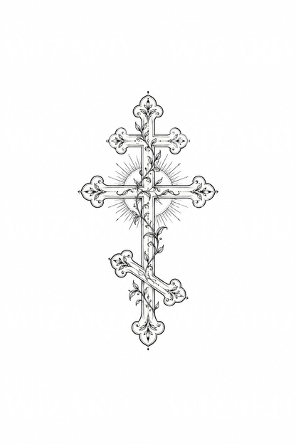 Ornate Orthodox Cross Tattoo Idea
