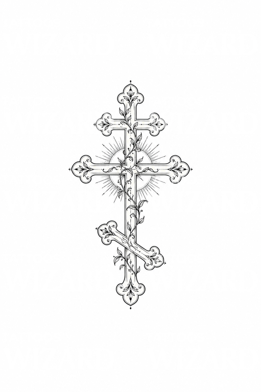 Idea per tatuaggio di croce ortodossa ornata