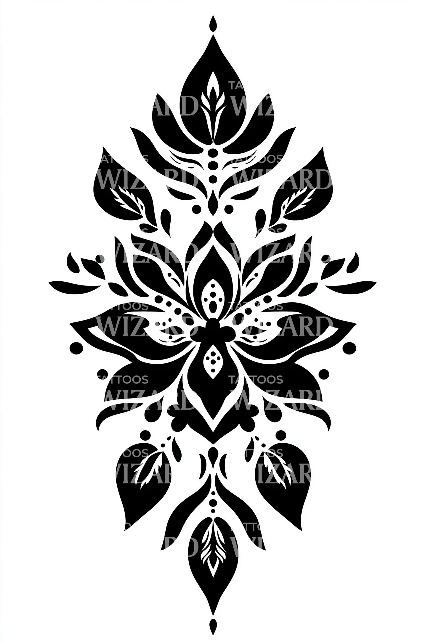 Ornate Petal Emblem Tattoo Idea