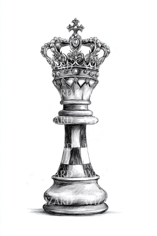 Ornamentales Königin Schach Tattoo Design
