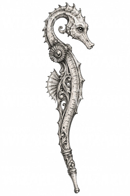 Tatuaggio ornamentale con cavalluccio marino