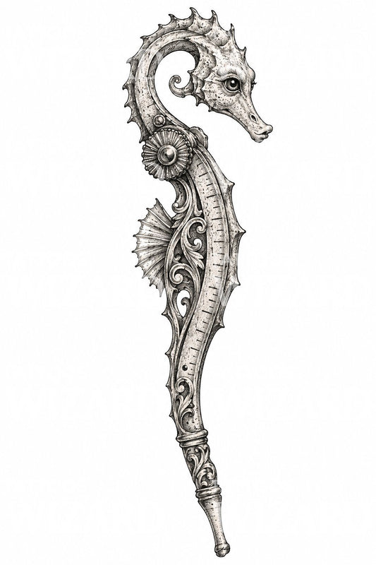Ornamentales Seepferdchen-Tattoo-Design