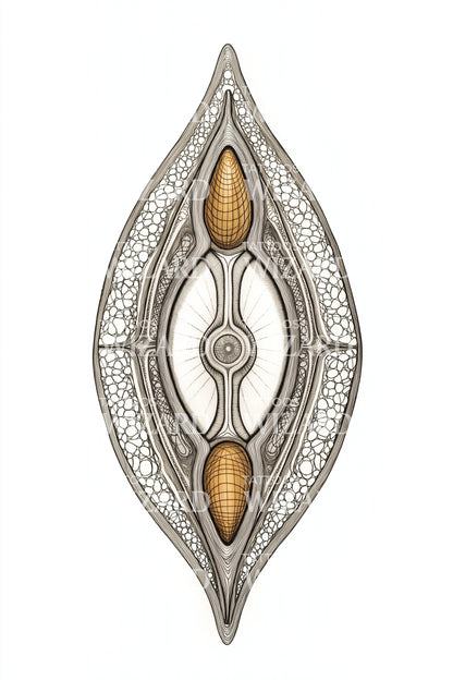 Ornate Seed Capsule Tattoo Illustration