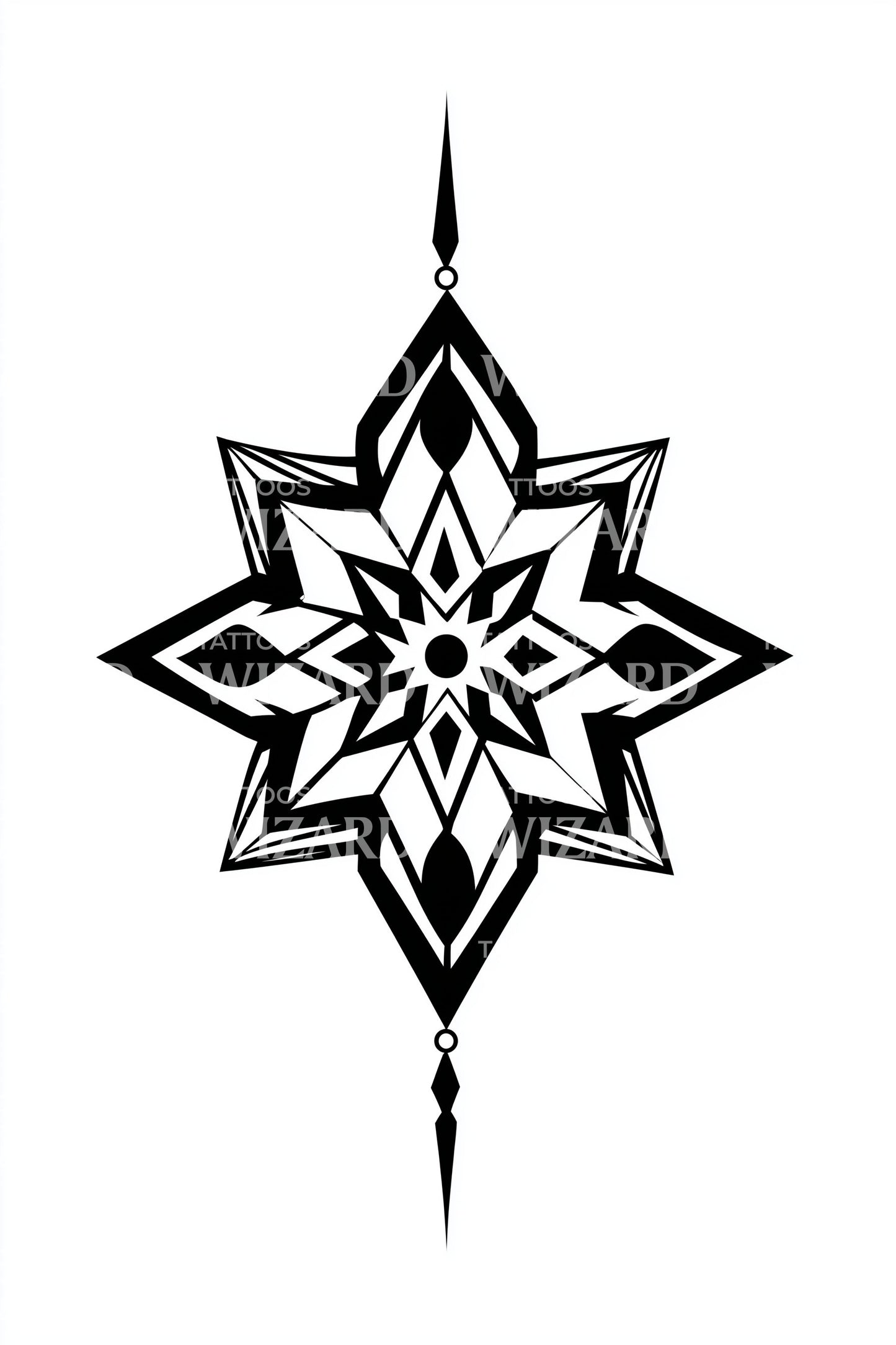 Diseño de tatuaje de estrella de nieve ornamentada