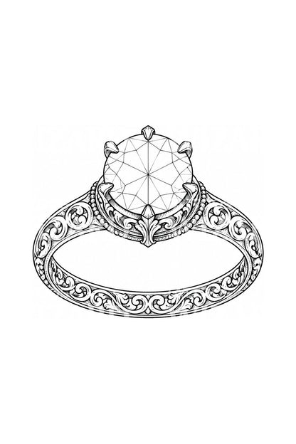 Desain Tato Cincin Solitaire Berornamen