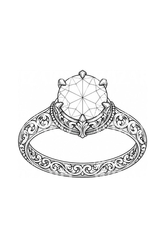 Disegno per tatuaggio di anello solitario ornamentale