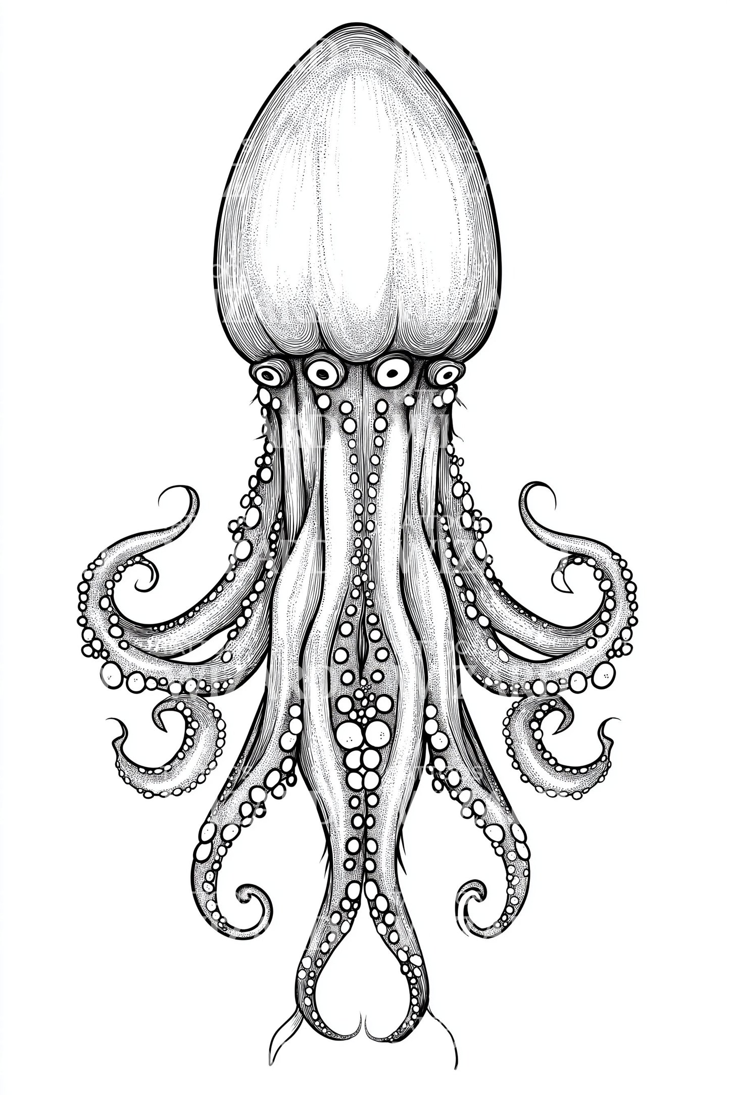 Ornate Squid Totem Tattoo Design