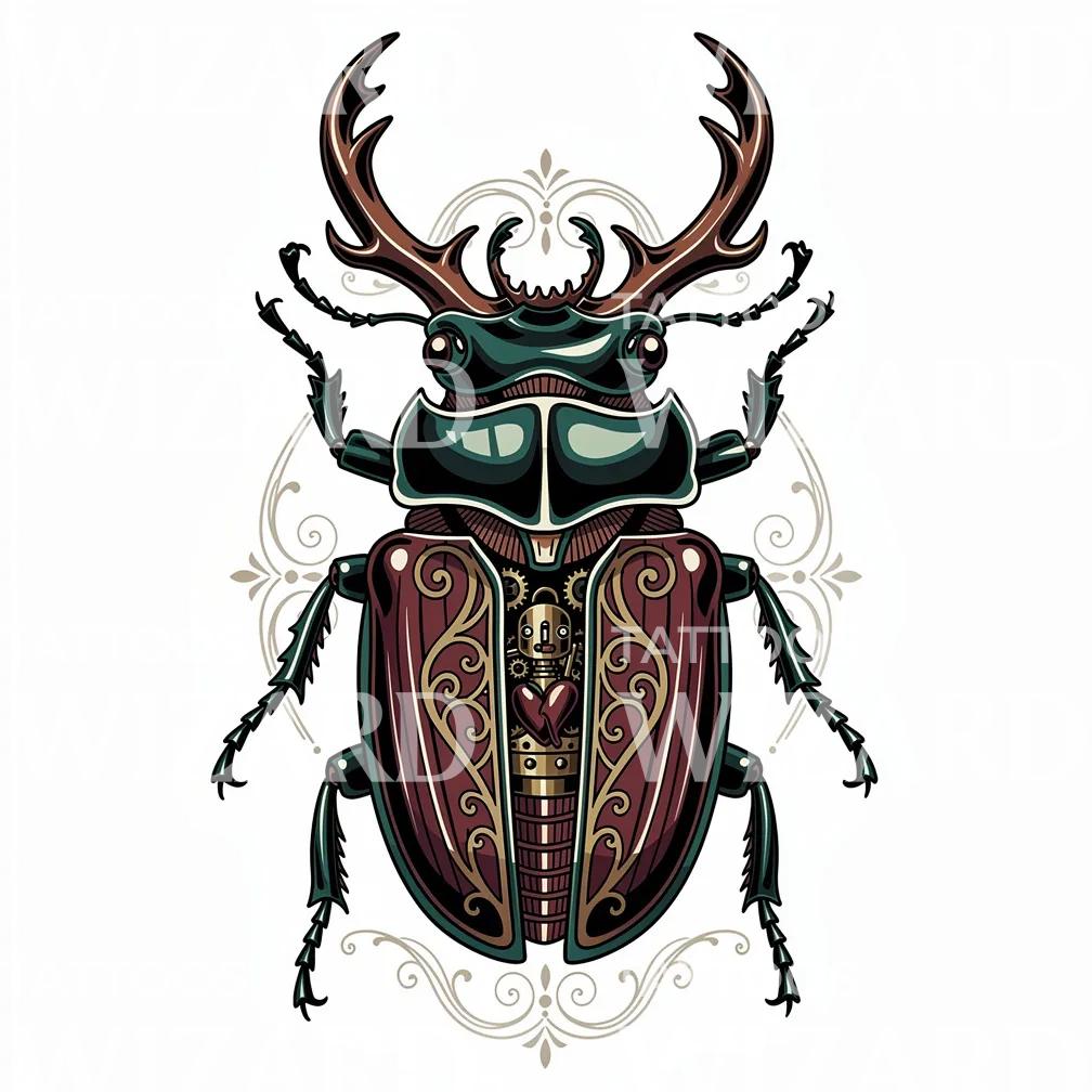Ornate Stag Beetle Tattoo Design