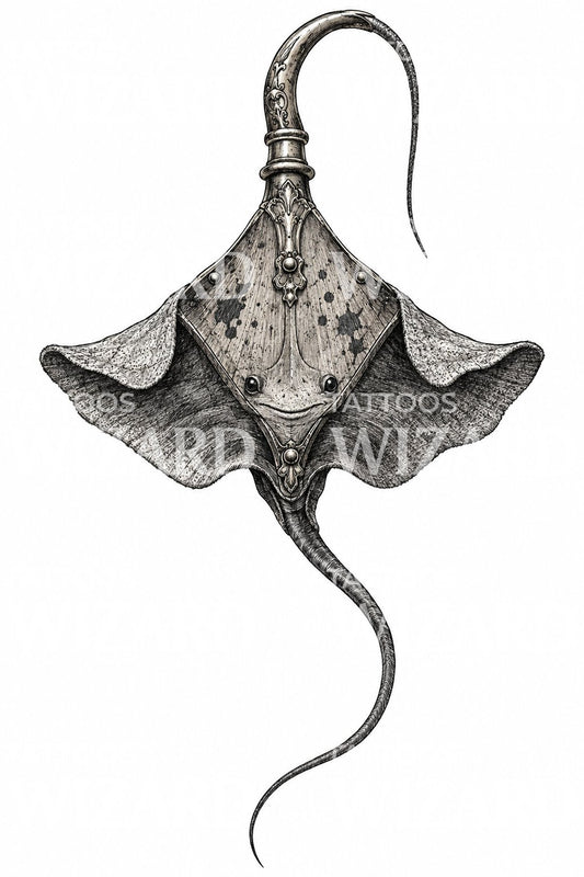 Ornamentiertes Rochen-Tattoo
