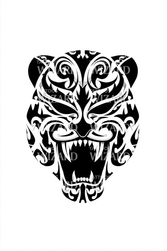 Ornate Tiger Mask Tattoo Design
