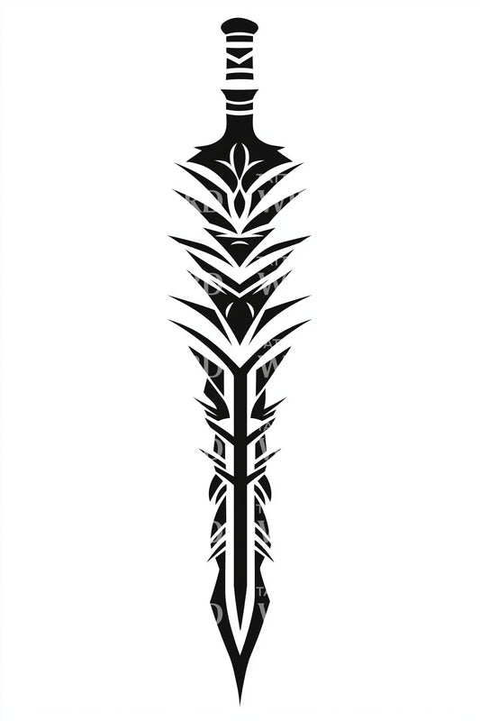 Design de tatouage d'épée tribale ornée