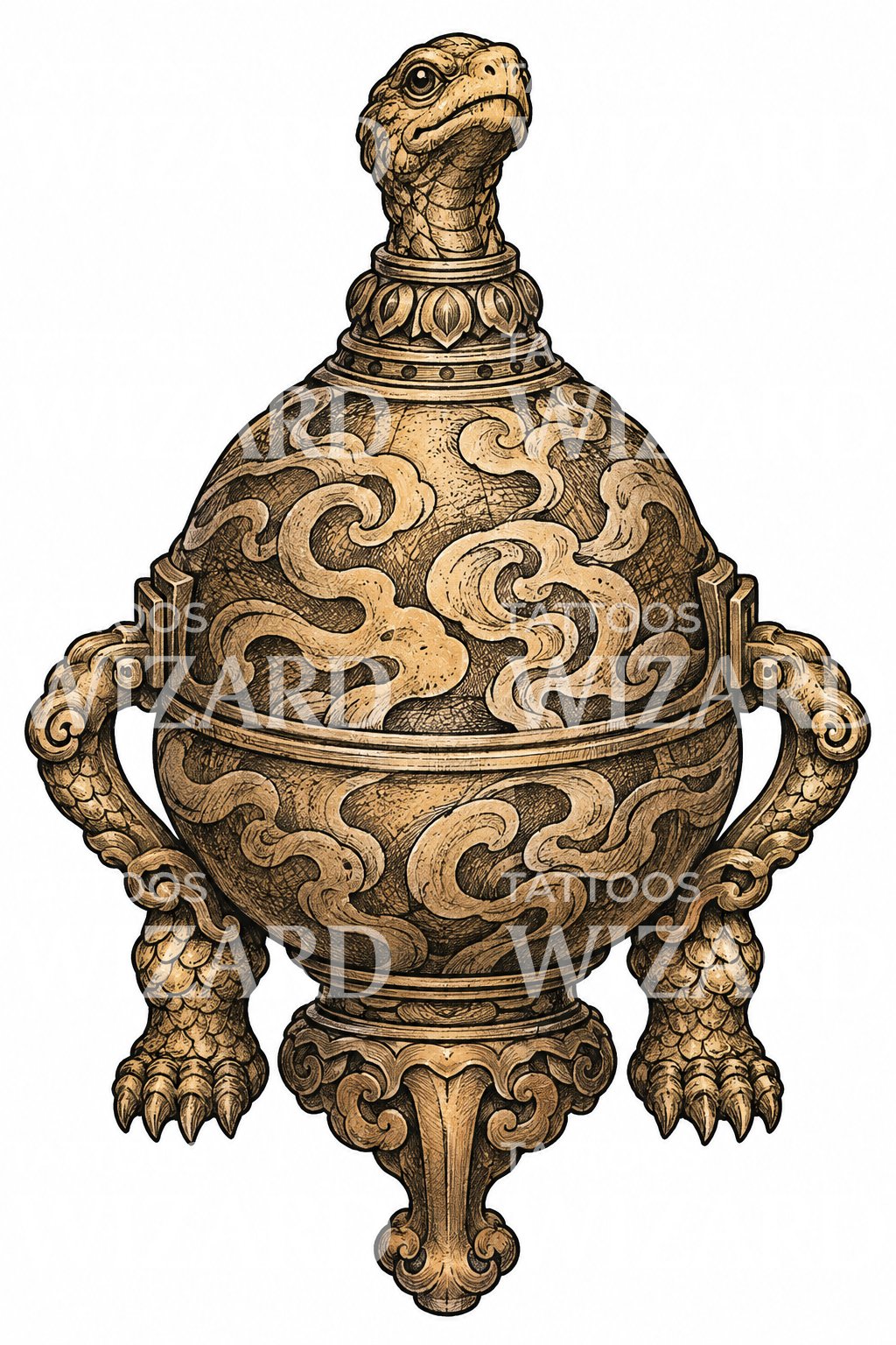 Tatouage de tortue-navire ornementée