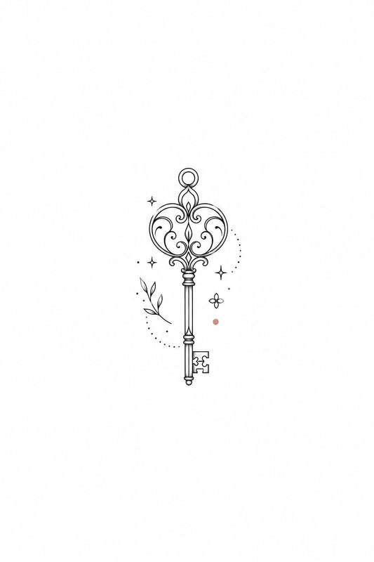 Ornate Vintage Key Tattoo Design