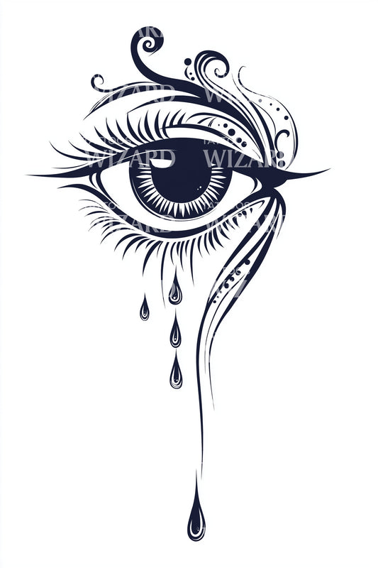 Ornate Weeping Eye Tattoo Design