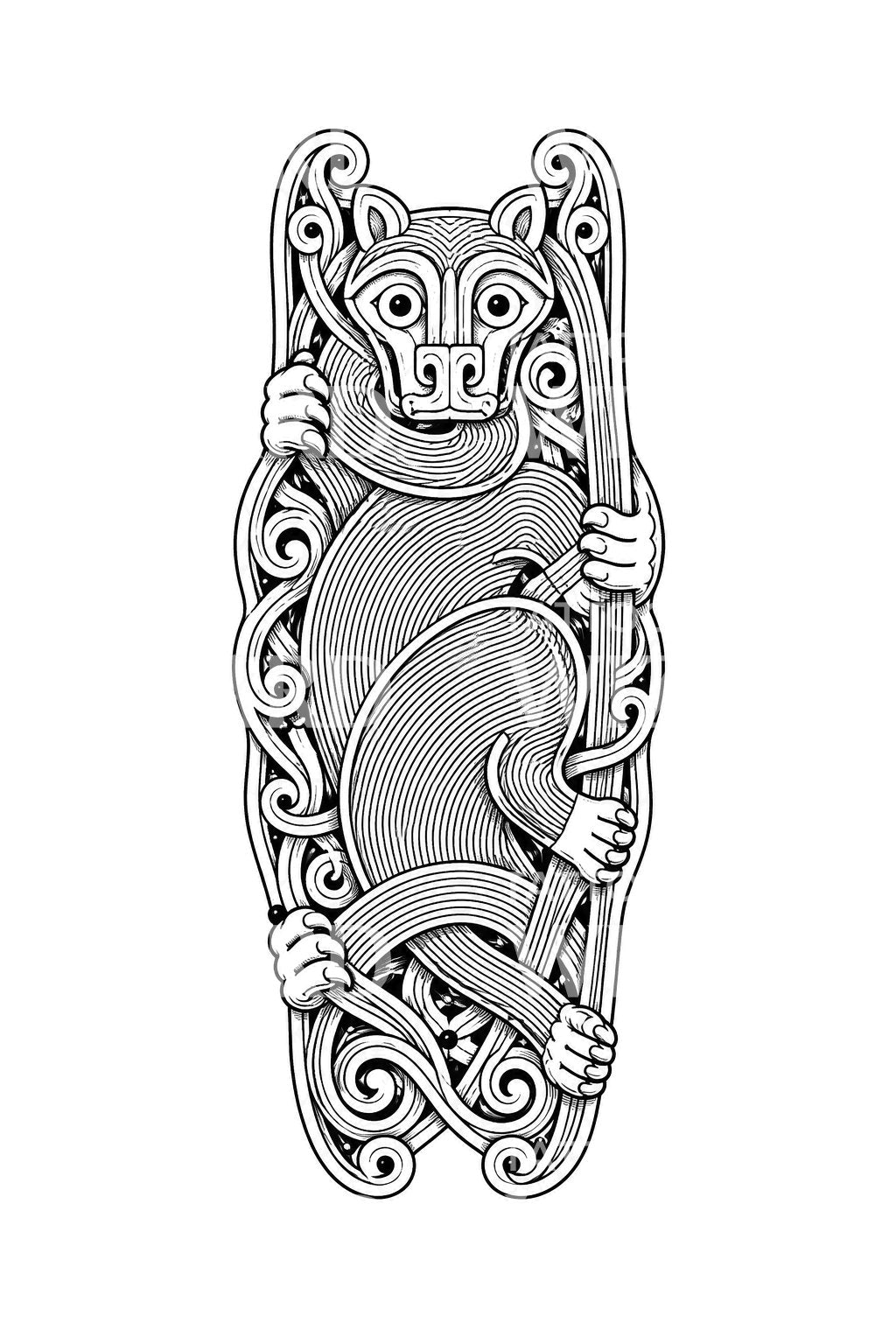 Tatouage de la bête agrippante d’Oseberg