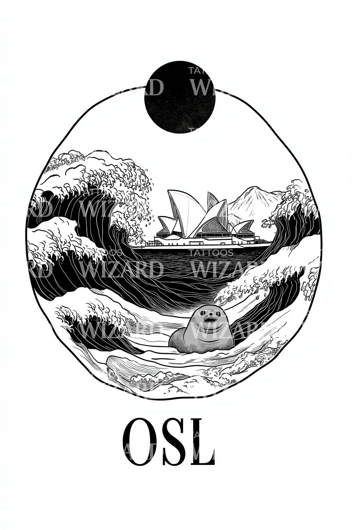 Oslo Nordic Waves Tattoo Design