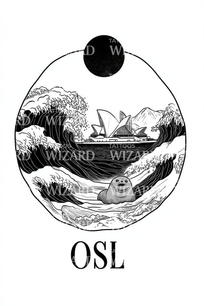 Oslo Nordic Waves Tattoo Design