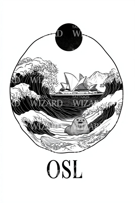 Oslo Nordic Waves Tattoo Design