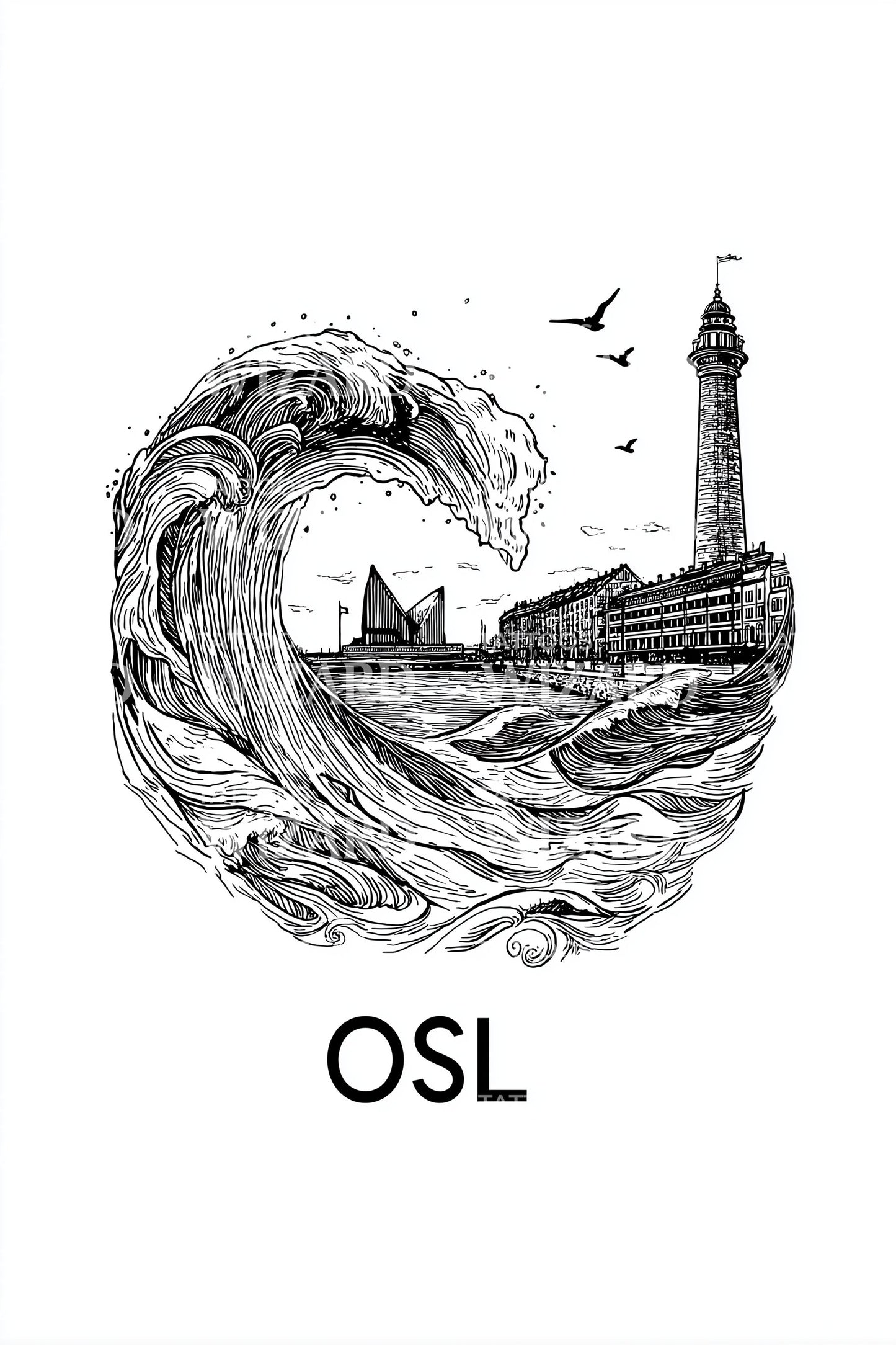 Oslo Stormy Harbor Tattoo Design