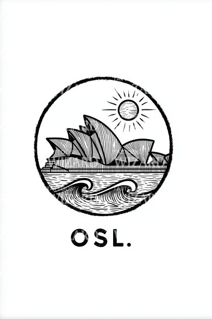 Oslo Sunrise Harbor Tattoo Design