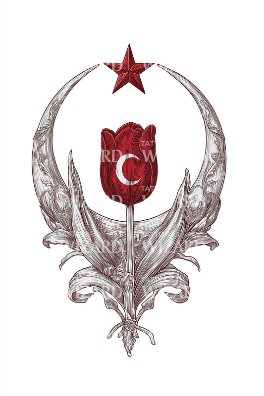 Osmanische Tulpen-Wappen-Tätowierungsillustration