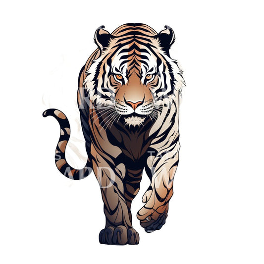 Strong Walking Tiger Tattoo Design