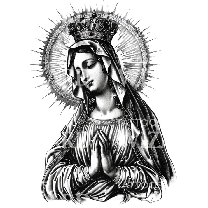 Our Lady Mary, Queen of Heavens Tattoo Design – Tattoos Wizard Designs