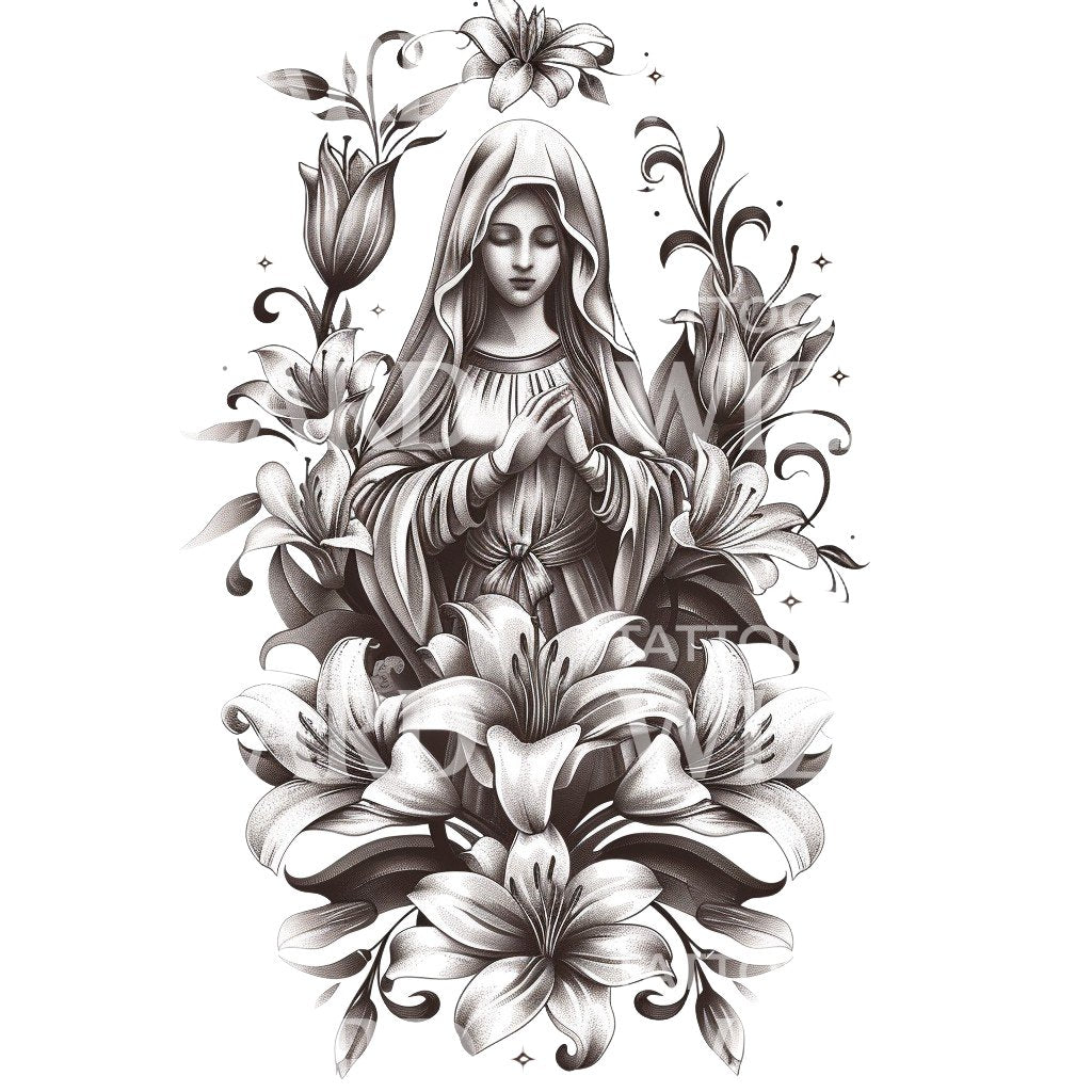 Conception de tatouage de Notre-Dame des Douleurs Vierge Marie