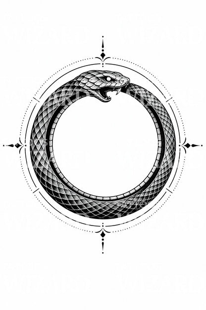 Ouroboros-käärmeen ympyrätatuointimalli