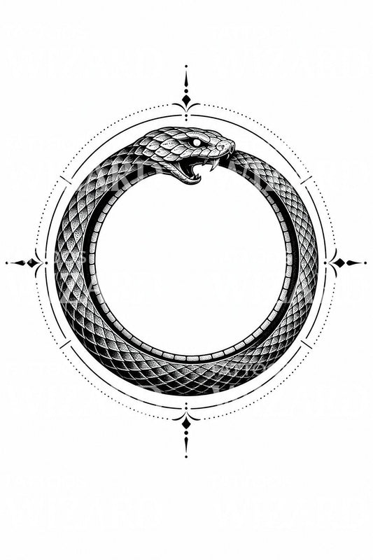 Motif de tatouage serpent ouroboros en cercle