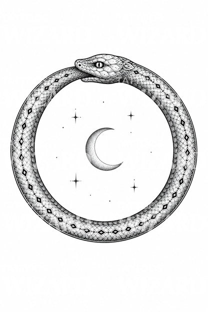 Ouroboros Serpent Dotwork Tattoo Design