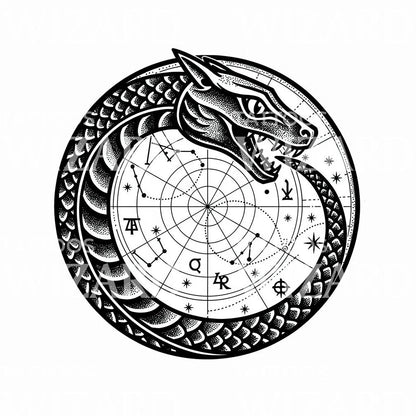 Desain Tato Peta Bintang Ouroboros