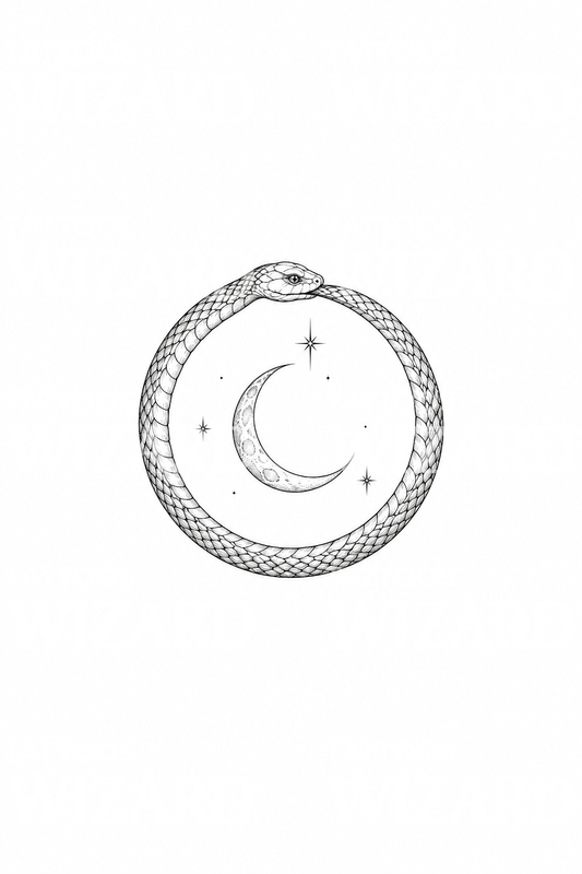 Ouroboros- ja sirppikuutatuointi-idea