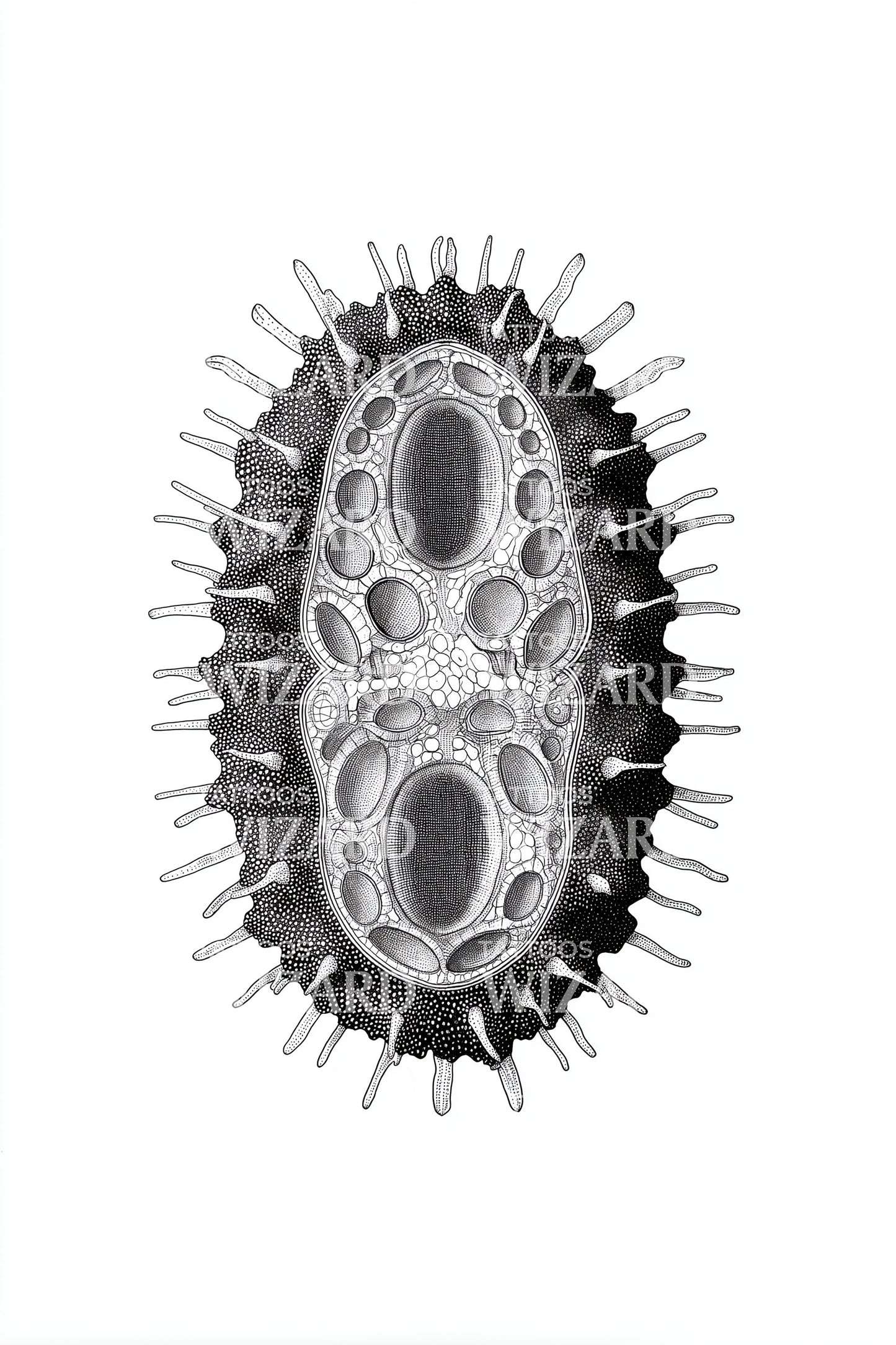 Oval Microbe Study Tattoo Design
