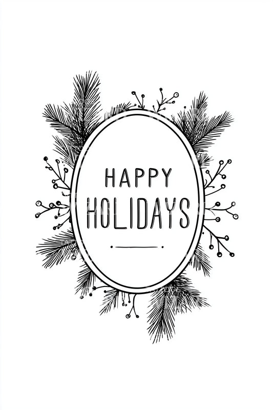 Oval Pine Holidays Tattoo Illustration