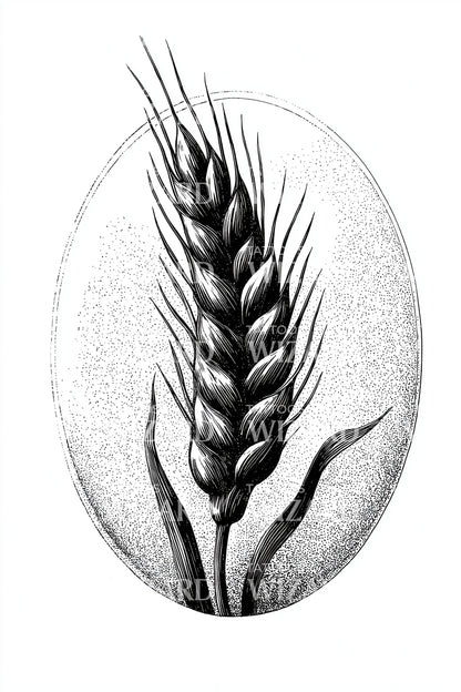 Oval Wheat Stalk Tattoo Design
