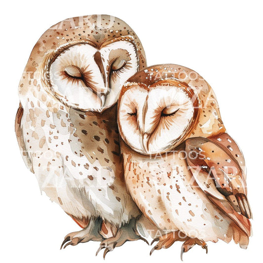 Owl Father and Daughter Tattoo Idea