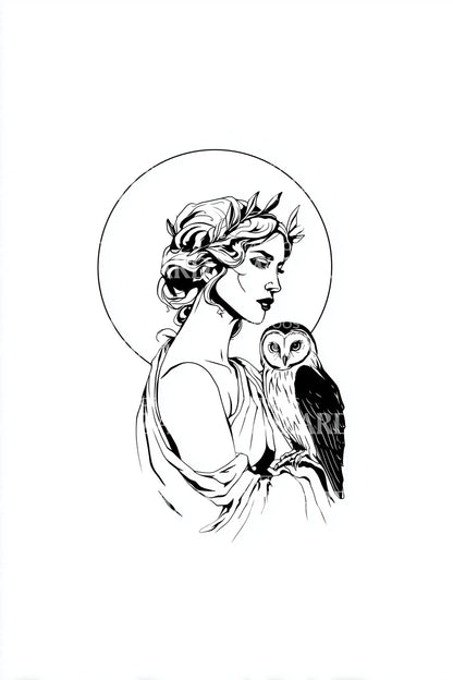 Owl Guardian Madonna Tattoo Illustration