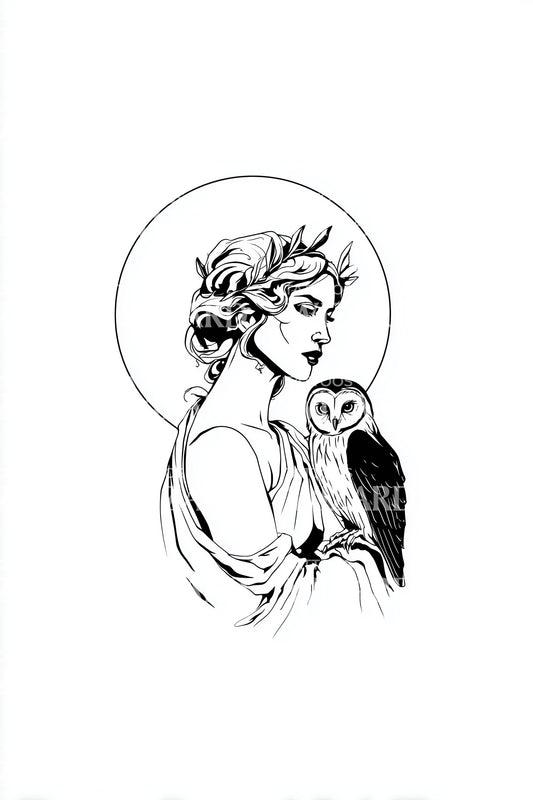 Owl Guardian Madonna Tattoo Illustration