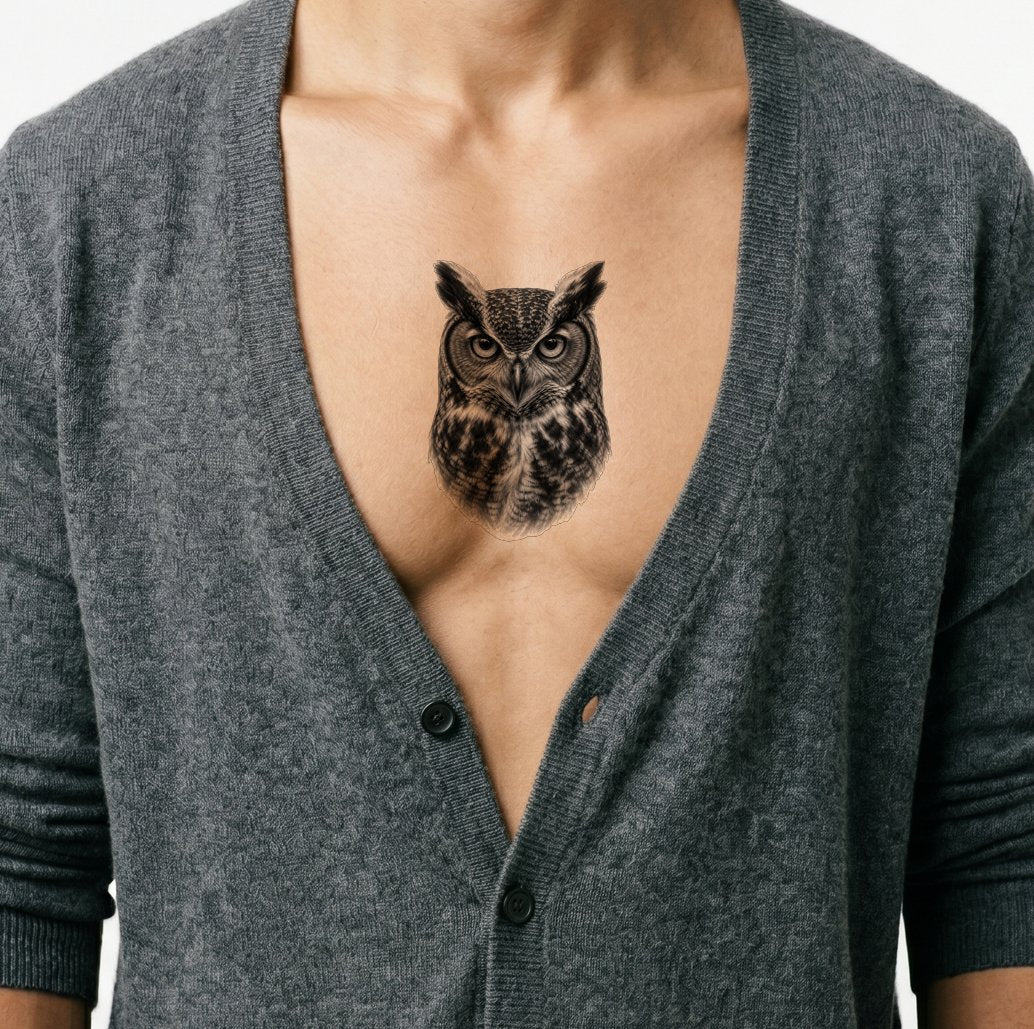 Owl Portrait Tattoo Design