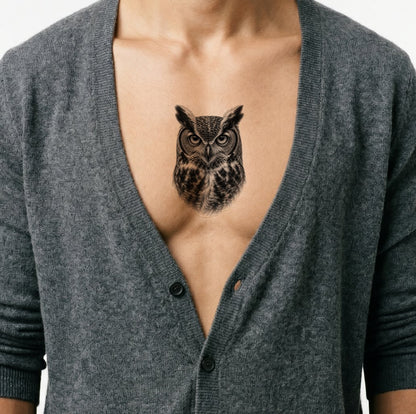 Owl Portrait Tattoo Design