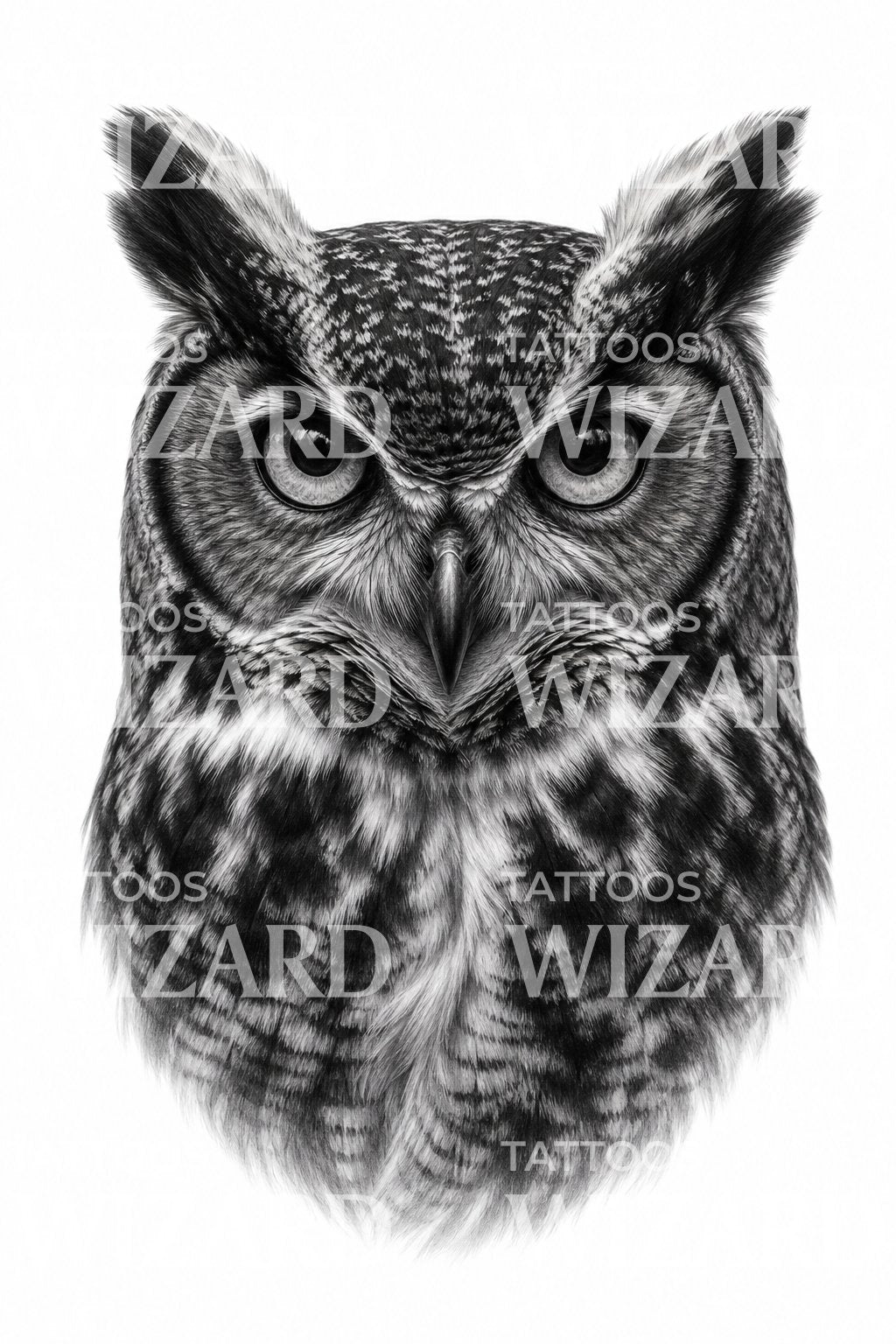 Owl Portrait Tattoo Design