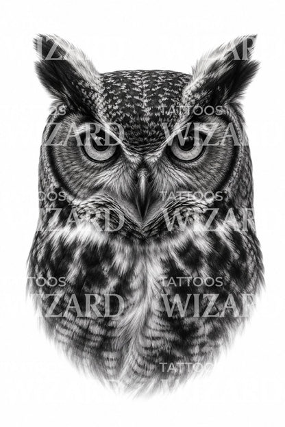 Owl Portrait Tattoo Design