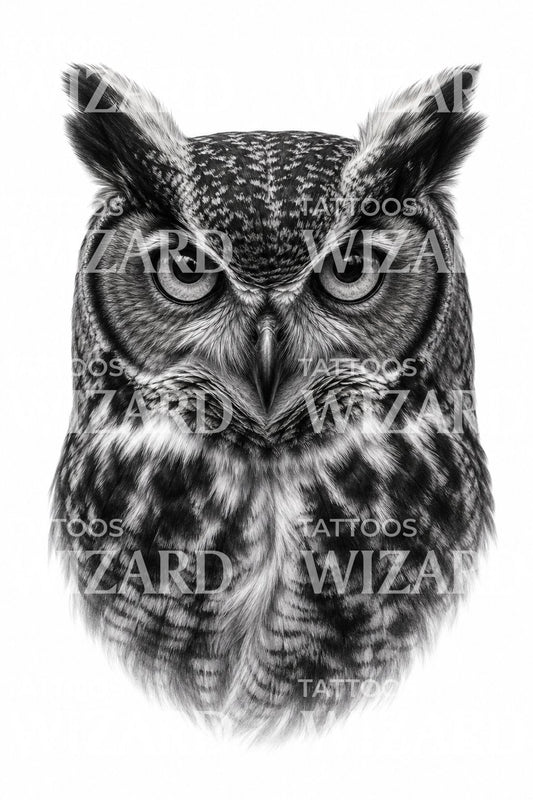 Diseño de tatuaje con retrato de búho